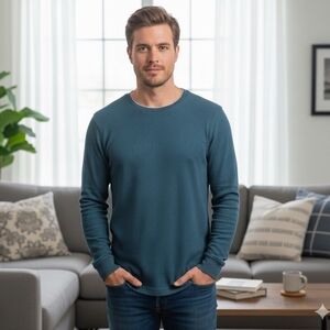 Club Room Mens Waffle Knit Thermal Crewneck Shirt